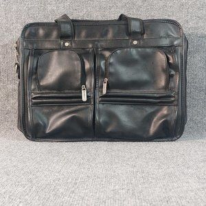 Foray Leather Brief Case Black with Removable Strap 17 x 12 Laptop Etc.